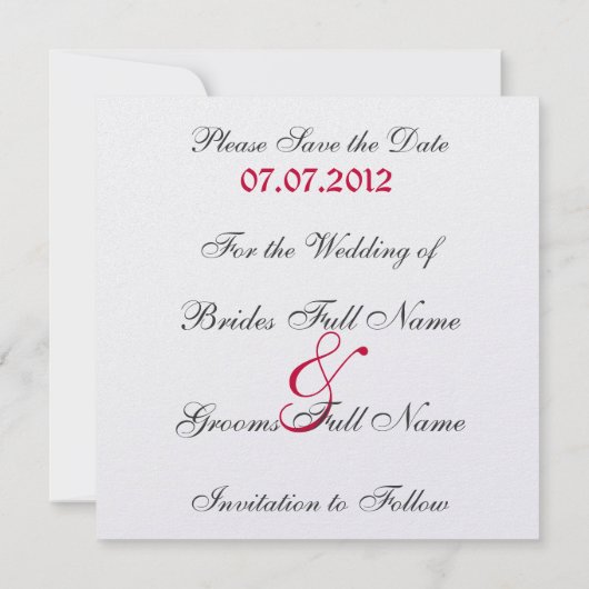 Save The Date Zebra Enregistrer la date (Dos)