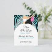 Save The Date Zebra Enregistrer La Date Annonce Turquoise (Debout devant)