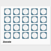 Save the Date Zilver Blauw Victoriaanse Bloemensli Vierkante Sticker (Vel)
