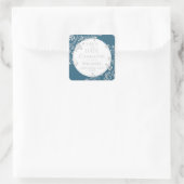Save the Date Zilver Blauw Victoriaanse Bloemensli Vierkante Sticker (Tas)