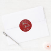 Save the date | Zilveren Stippen en rood | Persona Ronde Sticker (Envelop)