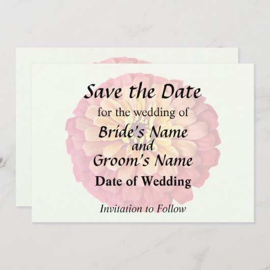 Save The Date Zinnia aux nuances d'orange (Devant / Derrière)
