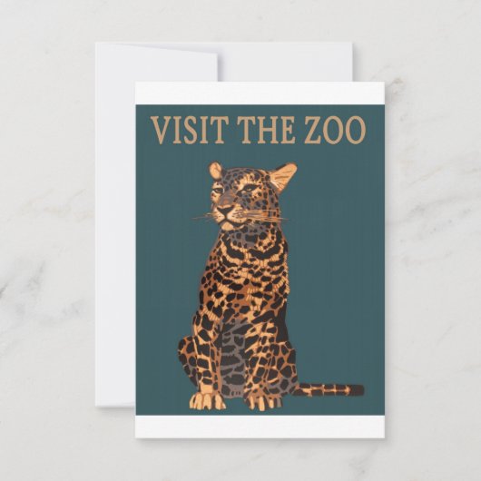 Save The Date Zoo de Leopard Illustration Vintage (Devant)