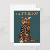 Save The Date Zoo de Leopard Illustration Vintage (Devant / Derrière)
