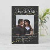 Save The Date |Zwart en goud marmer (Staand voorkant)