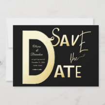 Save The Date zwart en gouden sjabloon Kaart