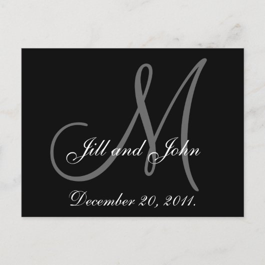 Save the date | Zwart-grijs monogram Aankondigingskaart (Voorkant)