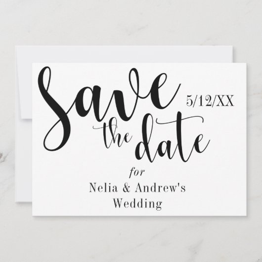 "Save the Date" Zwart Typografie Modern Lettertype Save The Date (Voorkant)