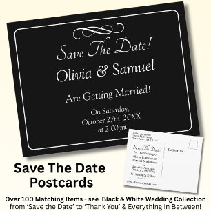 Save The Date -Zwart & Wit met oneindige scroll Aankondigingskaart