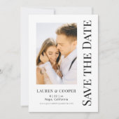 Save The Date Zwart Wit Stijlvolle Moderne Trouwda (Voorkant)