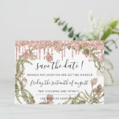 Save The Date Zwarte Roos Bloemige Bos Drips (Staand voorkant)