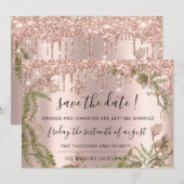 Save The Date Zwarte Roos Bloemige Bos Drips (Voorkant / Achterkant)