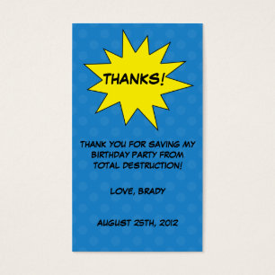 Save the Day Superhero Aangepaste Verjaardag Favor Visitekaartjes
