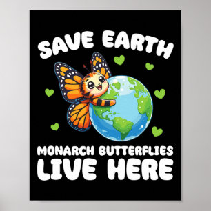Save the Earth Monarch vlinders leven hier op aard Poster