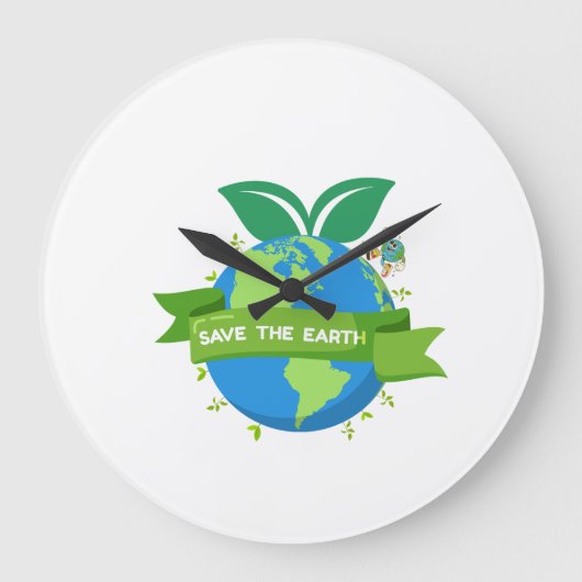 Save the Earth Wall Clock Grote Klok (Voorkant)