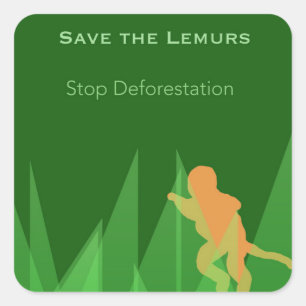 Save the Lemurs Vierkante Sticker