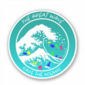 "Save the Oceans" Laptop Sticker (Groen) (Voorkant)