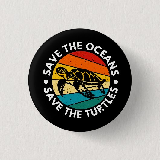 Save The Oceans Save The Turtles Ronde Button 3,2 Cm (Voorkant)