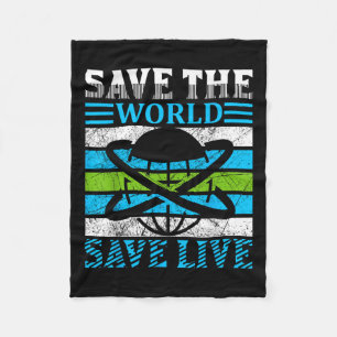 Save the Planet Earth Wereldbol Milieubescherming Fleece Deken