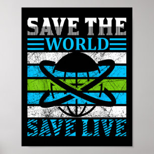 Save the Planet Earth Wereldbol Milieubescherming Poster