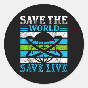 Save the Planet Earth Wereldbol Milieubescherming Ronde Sticker
