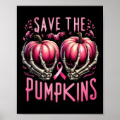 Save the Pumpkins Skelet Halloween borstkanker Poster (Voorkant)