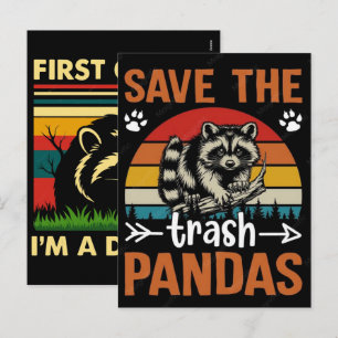 Save The Trash Pandas Kleurrijk Grafisch Wasbeertj Feestdagenkaart