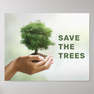 Save The Trees handen die boomfoto Eco Poster