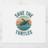 Save The Turtles Animal Turtle Pet Lover (2) Sparkling Wijnetiket (Enkel label)