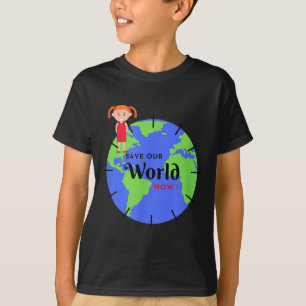Save the World Little Girl vecht voor het milieu T-shirt
