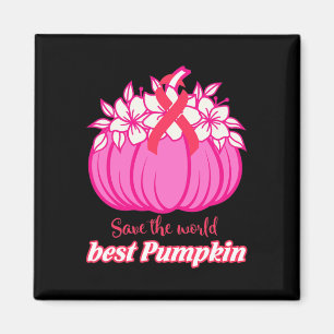 Save The World Pumpkin Borstkanker Bewustzijn Maan Magneet