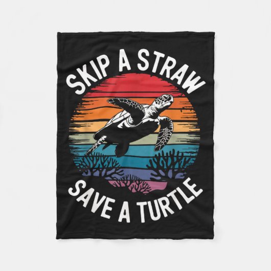 Save Turtles Sea Ocean Turtle Shirt Fleece Deken (Voorkant)