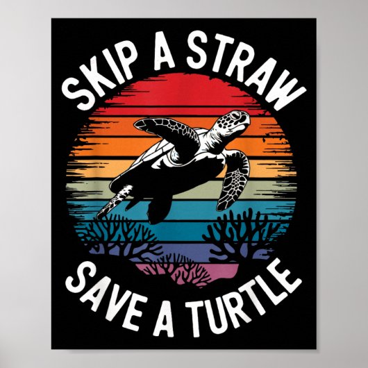 Save Turtles Sea Ocean Turtle Shirt Poster (Voorkant)