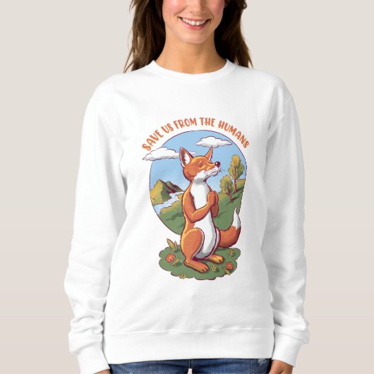 Save Us from the Humans – Praying Fox Design Trui (Voorkant)