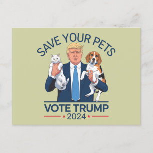 Save Your Pets Stem voor Trump Verkiezingscitaat Briefkaart