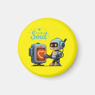 Save Your Soul Schattigee Robot Holding Heart bero Magneet