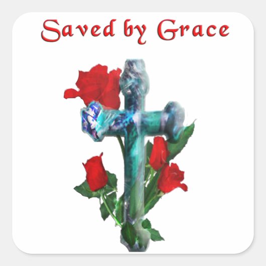Saved By Grace Vierkante Sticker (Voorkant)
