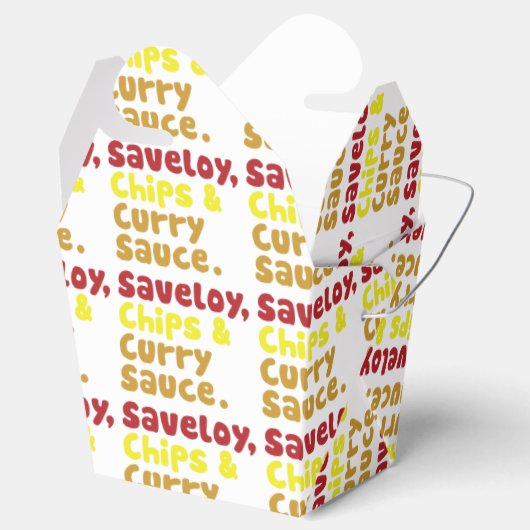 Saveloy, Chips & Curry Sauce. Bedankdoosjes (Geopend)
