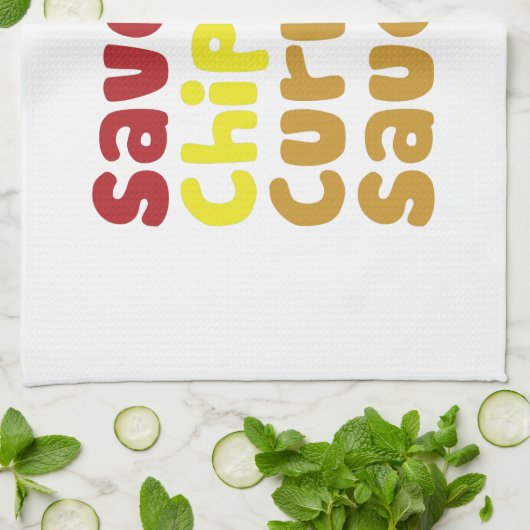 Saveloy, Chips & Curry Sauce. Theedoek (Gevouwen)