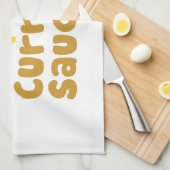 Saveloy, Chips & Curry Sauce. Theedoek (Quarter Fold)