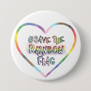 #SaveTheRainbowFlag handbelettering LGBTQ+ Rechten Ronde Button 7,6 Cm