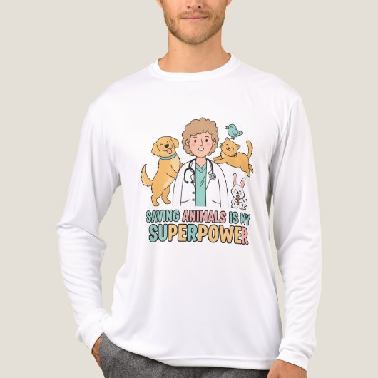 Saving Animals Is My Superpower – Funny Veterinari Tri-Blend Shirt (Voorkant volledig)