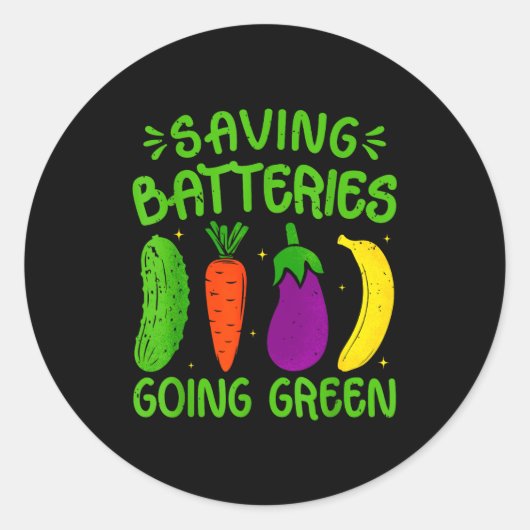 Saving Batteries Going Green Funny Inappropriate H Ronde Sticker (Voorkant)