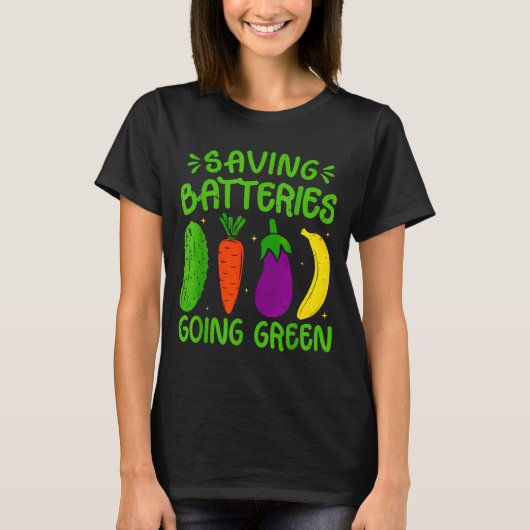 Saving Batteries Going Green Funny Inappropriate H T-shirt (Voorkant)