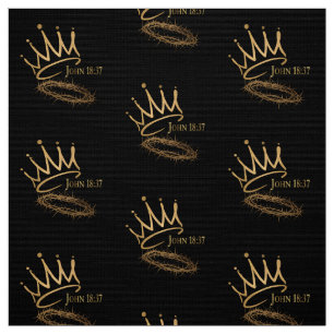 SAVIOR KING JESUS Tissu Motif de la Couronne noir/
