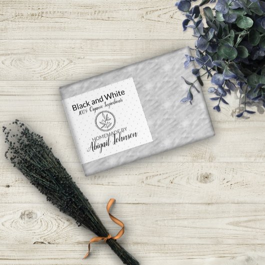 Savon artisanal noir et blanc | Étiquette cadeau