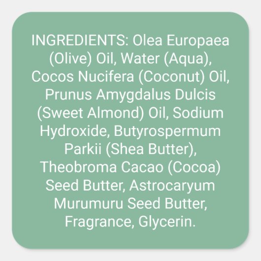 Savon vert ou étiquette de produit d'ingrédients d (Devant)