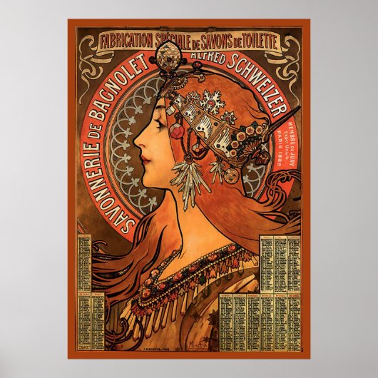 Savonnerie De Bagnolet door Mucha Poster (Voorkant)