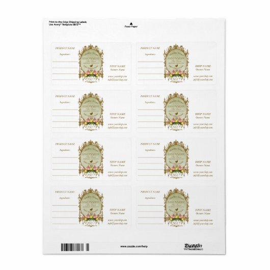 SAVONNERIE ~ Étiquette (Feuille entière)