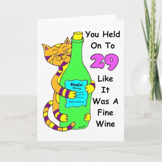 Savor la carte d'anniversaire Winey du chat 30 (Devant)